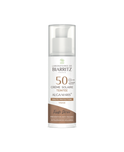 Crème solaire visage teintée SPF50